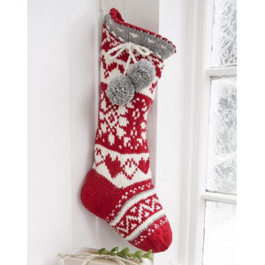 Sweet Treasures by DROPS Design - Knitted Christmas Stocking with Nordic Pattern 37x15 cm